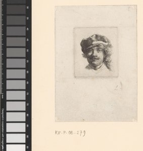 Self-Portrait Wearing a Soft Cap: Full Face, Head Only by Rembrandt van Rijn