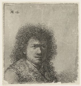 Self-portrait with Bushy Hair: Bust by Rembrandt van Rijn