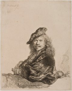 Self portrait leaning on a window sill, 1639