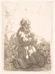 St. Jerome Kneeling in Prayer, Looking Down by Rembrandt van Rijn