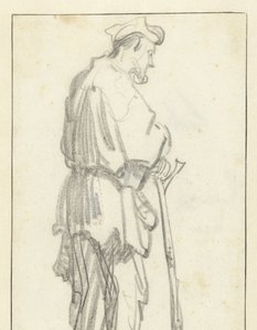 Standing Man with a Stick, Facing Right by Rembrandt van Rijn