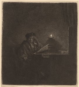 Student at a Table by Candlelight by Rembrandt van Rijn