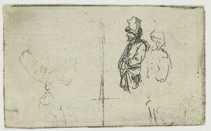 Study Sheet with Two Sketches, One of Two Farmers by Rembrandt van Rijn