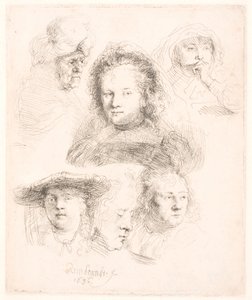 Studies of Head of Saskia and Others by Rembrandt van Rijn