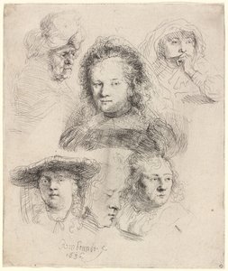 Studies of the Head of Saskia and Others by Rembrandt van Rijn