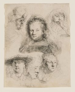 Studies of the Head of Saskia and Others by Rembrandt van Rijn