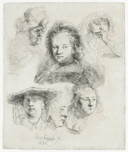 Studies of the Head of Saskia and Others by Rembrandt van Rijn