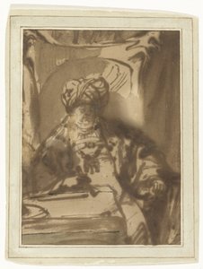 The Actor Willem Bartholsz Ruyter as King Ahasuerus on His Throne by Rembrandt van Rijn