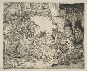 The Adoration of the Shepherds, with the lamp, ca. 1654 by Rembrandt van Rijn