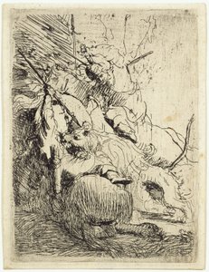The Small Lion Hunt (with One Lion) by Rembrandt van Rijn