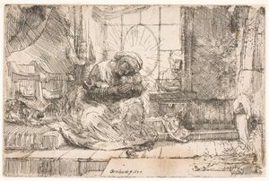 The Virgin and the Child with the Cat: and Joseph at the Window by Rembrandt van Rijn