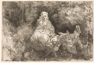 The Flight into Egypt: The Holy Family Crossing a Brook by Rembrandt van Rijn