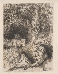 The Sleeping Herdsman by Rembrandt van Rijn