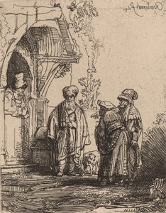 Three Oriental Figures Jacob and Laban by Rembrandt van Rijn