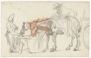 Two Horses at a Halting-place by Rembrandt van Rijn