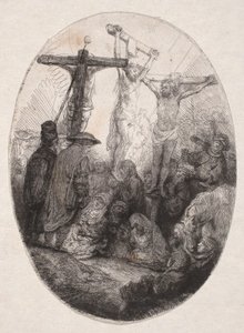 Crucifixion Between Two Thieves (Oval Plate) by Rembrandt van Rijn