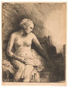 Woman at the Bath, with a Hat Beside Her
