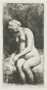 Woman Bathing Her Feet at a Brook by Rembrandt van Rijn