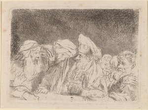 The Pharisees Debating (Fragment from the Hundred Guilder Print) by Rembrandt van Rijn and William Baillie