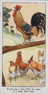 Eastern Proverb: If you are a hen, then lay eggs; if a cock, then crow by René Bull