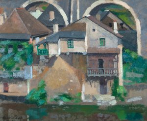 Houses on the Vézère at Uzerche by René Fontayne
