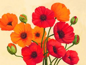 Red Orange Poppies by Renate Holzner