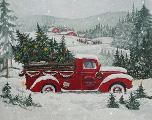 Red Truck Christmas Snow