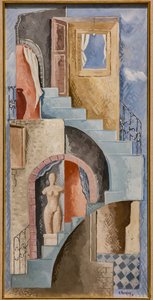 Statue and Staircase by Renato Paresce