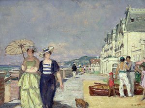Elegant Women on the Seafront in Cabourg, c.1929