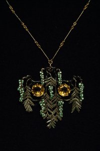 Art Nouveau: Necklace in Gold, Topaz and Enamels. Atelier Rene Lalique. 1900 by Rene Jules Lalique