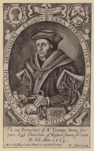 Sir Thomas More, English lawyer, statesman, philosopher and humanist (engraving) by Renold (after) Elstrack