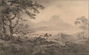 A Lake with Mountains Rising Beyond