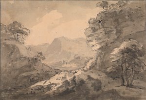 Mountainous Landscape with Rocky Crag at Right by Rev. William Gilpin