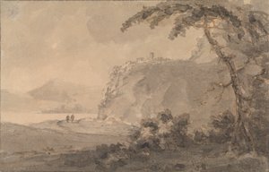 Two Figures on a Road by a Lake by Rev. William Gilpin
