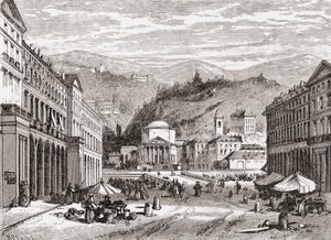 A Street in Turin, Italy in the Late 19th Century. From Italian Pictures by Rev. Samuel Manning, Published c.1890. by Reverend Samuel Manning