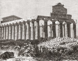 Temple at Paestum, Italy in the Late 19th Century
