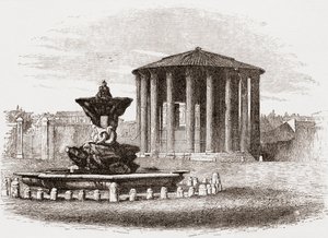 Temple of Vesta, Roman Forum, Rome, Italy in the Late 19th Century. From Italian Pictures by Rev. Samuel Manning, Published c.1890.