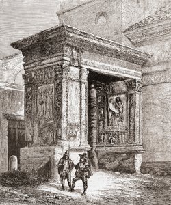 The Arcus Argentariorum, in the Western Wall of the Church of San Giorgio al Velabro, Rome, Italy in the Late 19th Century. From Italian Pictures by Rev. Samuel Manning, Published c.1890. by Reverend Samuel Manning