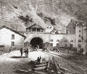 The Fréjus Rail Tunnel also Called The Mont Cenis Tunnel, European Alps, from the Italian Side in the Late 19th Century. From Italian Pictures by Rev. Samuel Manning, Published c.1890. by Reverend Samuel Manning