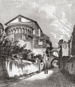 The Church of Santi Giovanni e Paolo, Celian Hill, Rome, Italy in the Late 19th Century. From Italian Pictures by Rev. Samuel Manning, Published c.1890 by Reverend Samuel Manning