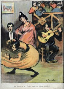 The Dance of the Hen in a Spanish Cabaret - drawing by R. Canals in Le Rire de 1898
