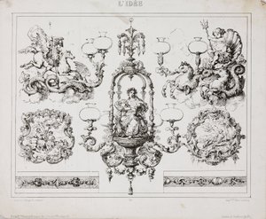 Gas or Oil Chandeliers, Paris, France, c 1860 by John Pardon