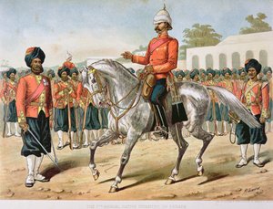 The 7th Bengal Infantry on Parade, the Anglo-Indian Army of the 1880s by Richard (after) Simkin