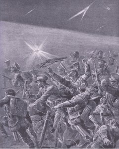 Caught in barbed wire entanglements: Night attack by British infantry by Richard Caton Woodville