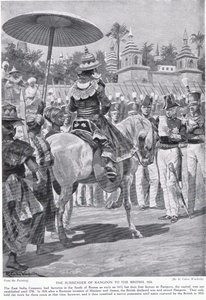 The surrender of Rangoon to the British, 1824, illustration from 