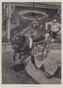 Horse and Bicycle Contest at the Agricultural Hall