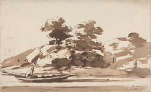 Boatman in a Punt by Richard Cooper the Younger