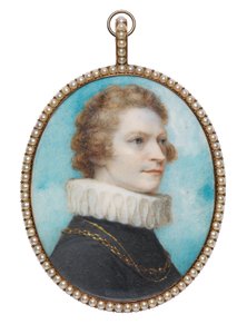 Self-Portrait in Elizabethan Costume; A Lock of His Hair (on verso) by Richard Cosway
