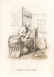 The Skeleton of Death and His Ledger (engraving)