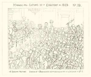 A Railway Meeting, Emotion of the Shareholders at the Announcement of a Dividend of two and a half pence (1849)
